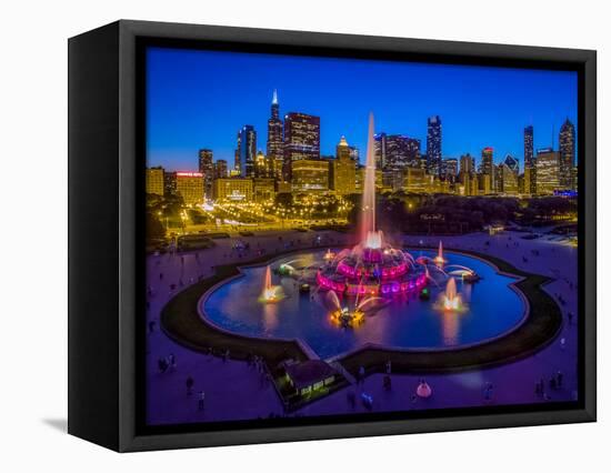 Elevated view of Buckingham Fountain at Grant Park, Chicago, Cook County, Illinois, USA-null-Framed Premier Image Canvas