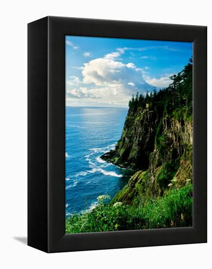 Elevated view of Cape Meares, Oregon Coast, Tillamook County, Oregon, USA-null-Framed Premier Image Canvas