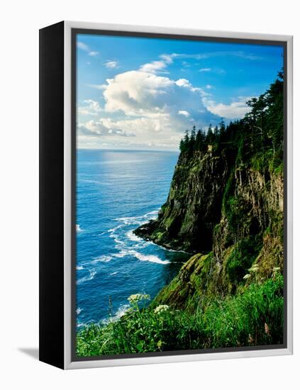 Elevated view of Cape Meares, Oregon Coast, Tillamook County, Oregon, USA-null-Framed Premier Image Canvas