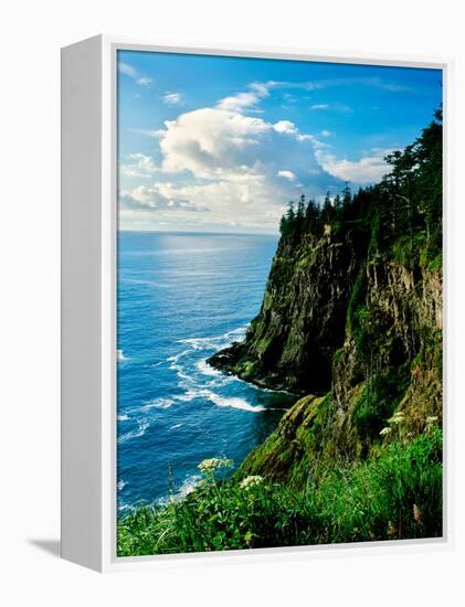 Elevated view of Cape Meares, Oregon Coast, Tillamook County, Oregon, USA-null-Framed Premier Image Canvas