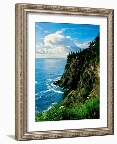 Elevated view of Cape Meares, Oregon Coast, Tillamook County, Oregon, USA-null-Framed Photographic Print