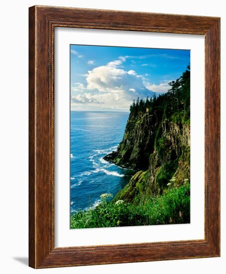 Elevated view of Cape Meares, Oregon Coast, Tillamook County, Oregon, USA-null-Framed Photographic Print