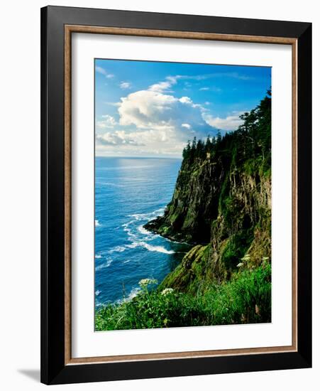 Elevated view of Cape Meares, Oregon Coast, Tillamook County, Oregon, USA-null-Framed Photographic Print