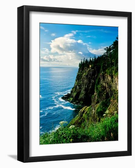 Elevated view of Cape Meares, Oregon Coast, Tillamook County, Oregon, USA-null-Framed Photographic Print