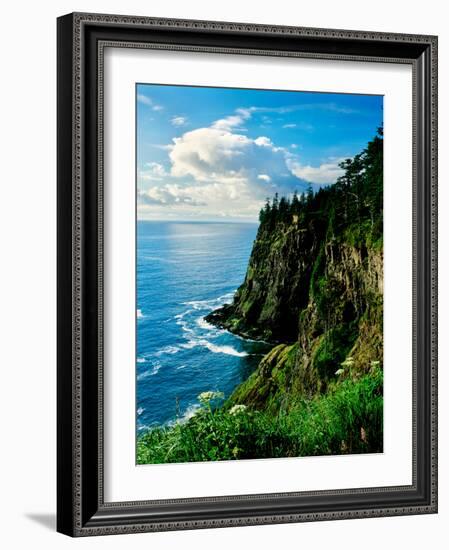 Elevated view of Cape Meares, Oregon Coast, Tillamook County, Oregon, USA-null-Framed Photographic Print