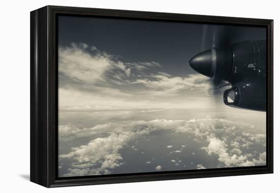 Elevated view of Caribbean sea from airplane, Dominica-null-Framed Premier Image Canvas