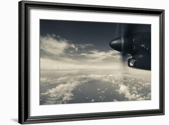 Elevated view of Caribbean sea from airplane, Dominica-null-Framed Photographic Print