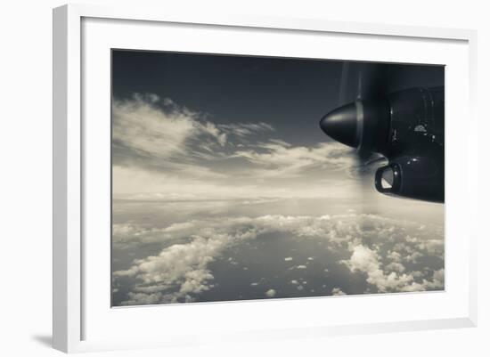 Elevated view of Caribbean sea from airplane, Dominica-null-Framed Photographic Print