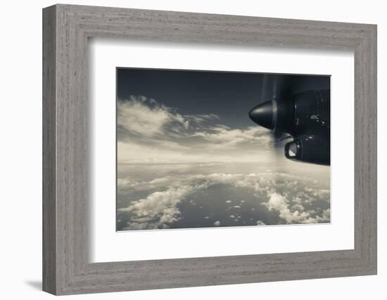 Elevated view of Caribbean sea from airplane, Dominica-null-Framed Photographic Print