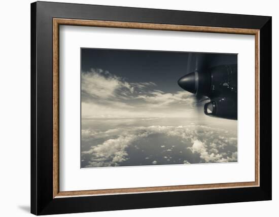 Elevated view of Caribbean sea from airplane, Dominica-null-Framed Photographic Print