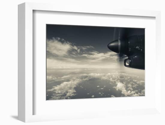 Elevated view of Caribbean sea from airplane, Dominica-null-Framed Photographic Print