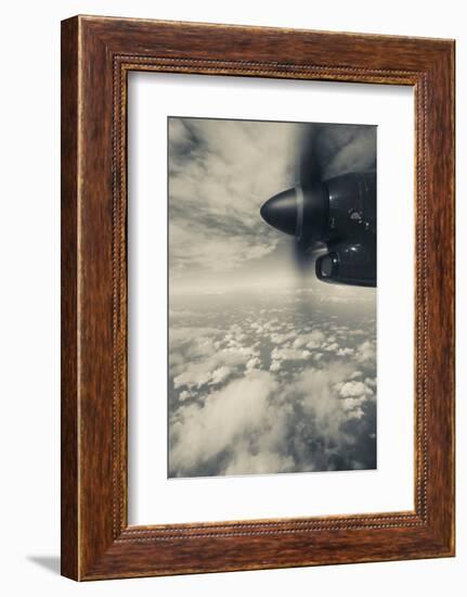 Elevated view of Caribbean sea from airplane, Dominica-null-Framed Photographic Print