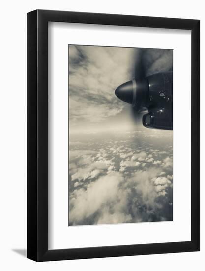 Elevated view of Caribbean sea from airplane, Dominica-null-Framed Photographic Print