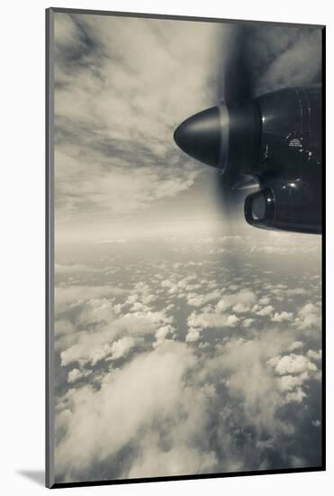 Elevated view of Caribbean sea from airplane, Dominica-null-Mounted Photographic Print