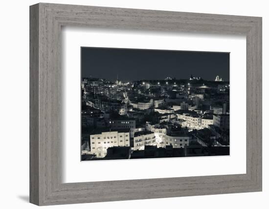 Elevated view of Central Amman and Citadel at night, Amman, Jordan-null-Framed Photographic Print