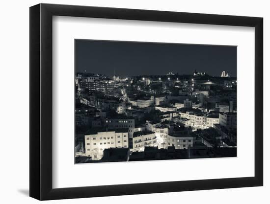 Elevated view of Central Amman and Citadel at night, Amman, Jordan-null-Framed Photographic Print