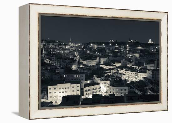 Elevated view of Central Amman and Citadel at night, Amman, Jordan-null-Framed Premier Image Canvas