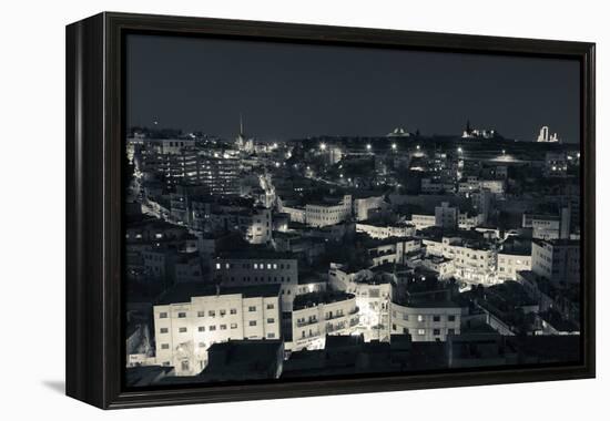 Elevated view of Central Amman and Citadel at night, Amman, Jordan-null-Framed Premier Image Canvas