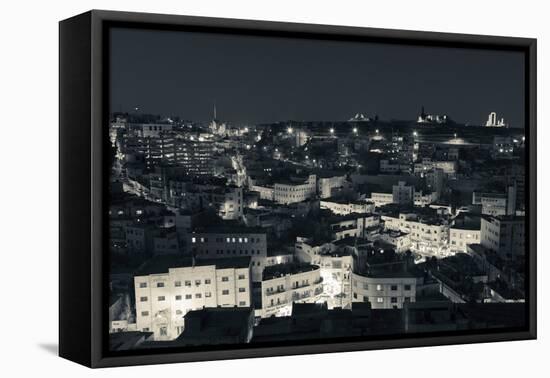 Elevated view of Central Amman and Citadel at night, Amman, Jordan-null-Framed Premier Image Canvas