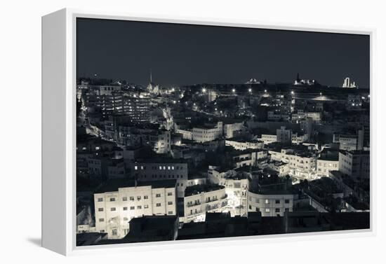 Elevated view of Central Amman and Citadel at night, Amman, Jordan-null-Framed Premier Image Canvas