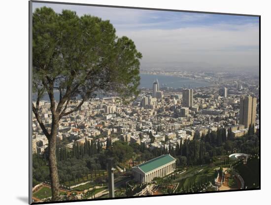 Elevated View of City and Bay from Mount Carmel, Haifa, Israel, Middle East-Eitan Simanor-Mounted Photographic Print