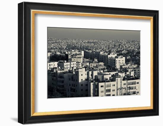 Elevated view of city and Zahran Street from the Fourth Circle at dusk, Amman, Jordan-null-Framed Photographic Print