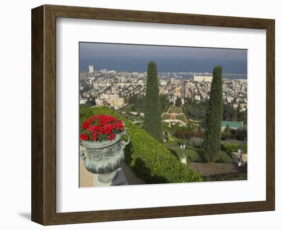 Elevated View of City Including Bahai Shrine and Gardens, Haifa, Israel, Middle East-Eitan Simanor-Framed Photographic Print