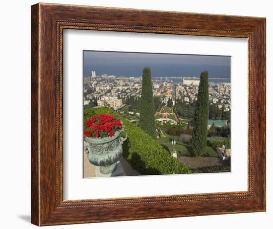 Elevated View of City Including Bahai Shrine and Gardens, Haifa, Israel, Middle East-Eitan Simanor-Framed Photographic Print