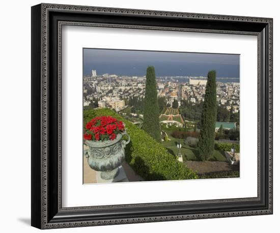 Elevated View of City Including Bahai Shrine and Gardens, Haifa, Israel, Middle East-Eitan Simanor-Framed Photographic Print