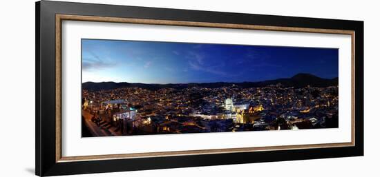 Elevated view of cityscape at sunset, Guanajuato, Mexico-null-Framed Photographic Print