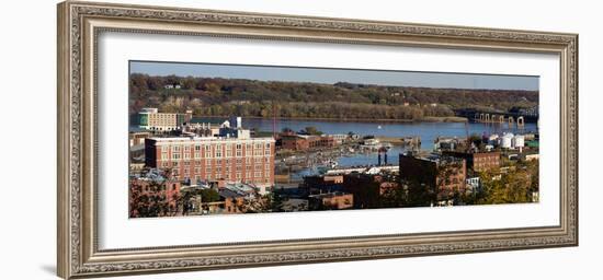 Elevated view of cityscape, Dubuque, Dubuque County, Iowa, USA-null-Framed Photographic Print