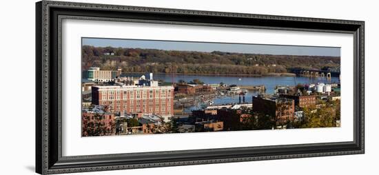 Elevated view of cityscape, Dubuque, Dubuque County, Iowa, USA-null-Framed Photographic Print