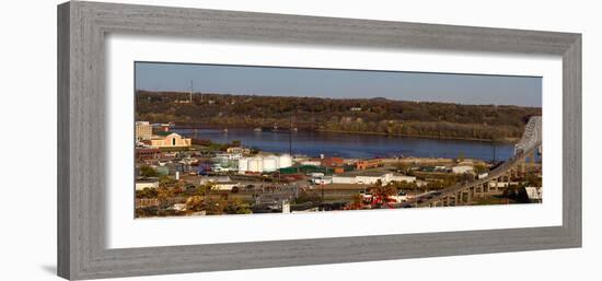 Elevated view of cityscape, Dubuque, Dubuque County, Iowa, USA-null-Framed Photographic Print