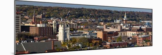 Elevated view of cityscape, Dubuque, Dubuque County, Iowa, USA-null-Mounted Photographic Print