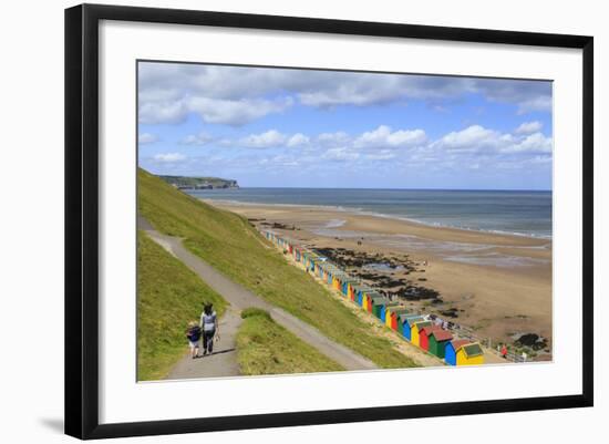 Elevated View of Colourful Beach Huts on West Cliff Beach-Eleanor Scriven-Framed Photographic Print