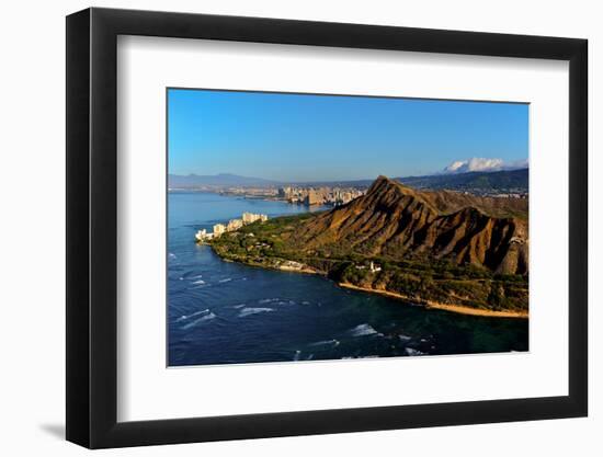 Elevated view of Diamond Head Lighthouse, Diamond Head, Honolulu, Hawaii, USA-null-Framed Photographic Print