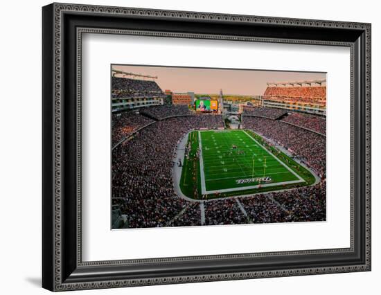 Elevated view of Gillette Stadium, home of Super Bowl champs, New England Patriots, NFL Team pla...-null-Framed Photographic Print