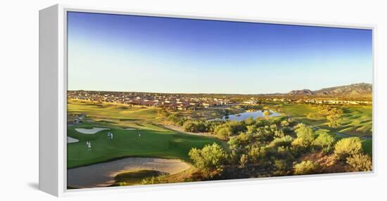 Elevated view of golf course, Sun City, Tucson, Arizona, USA-Panoramic Images-Framed Premier Image Canvas