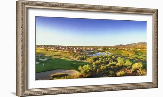 Elevated view of golf course, Sun City, Tucson, Arizona, USA-Panoramic Images-Framed Photographic Print