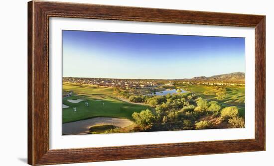 Elevated view of golf course, Sun City, Tucson, Arizona, USA-Panoramic Images-Framed Photographic Print