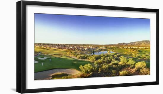 Elevated view of golf course, Sun City, Tucson, Arizona, USA-Panoramic Images-Framed Photographic Print