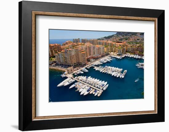 Elevated view of harbor in the Monte-Carlo, in the Principality of Monaco, Western Europe on the...-null-Framed Photographic Print