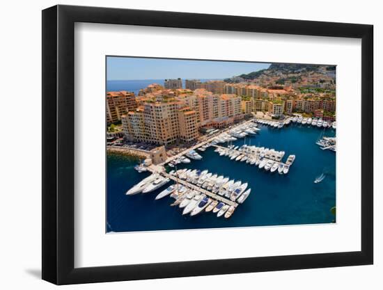 Elevated view of harbor in the Monte-Carlo, in the Principality of Monaco, Western Europe on the...-null-Framed Photographic Print