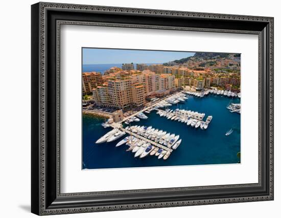 Elevated view of harbor in the Monte-Carlo, in the Principality of Monaco, Western Europe on the...-null-Framed Photographic Print