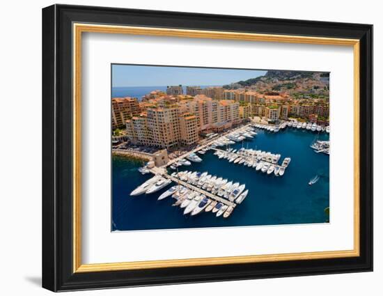 Elevated view of harbor in the Monte-Carlo, in the Principality of Monaco, Western Europe on the...-null-Framed Photographic Print