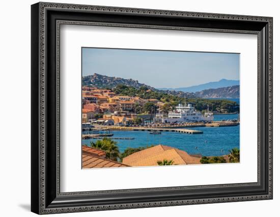 Elevated view of harbour and Palau town, Palau, Sardinia, Italy, Mediterranean, Europe-Frank Fell-Framed Photographic Print