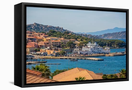 Elevated view of harbour and Palau town, Palau, Sardinia, Italy, Mediterranean, Europe-Frank Fell-Framed Premier Image Canvas