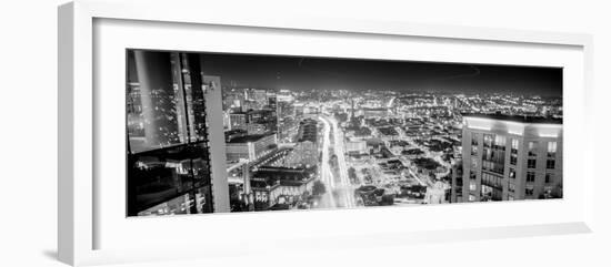 Elevated view of illuminated city, Baltimore, Maryland, USA-null-Framed Photographic Print