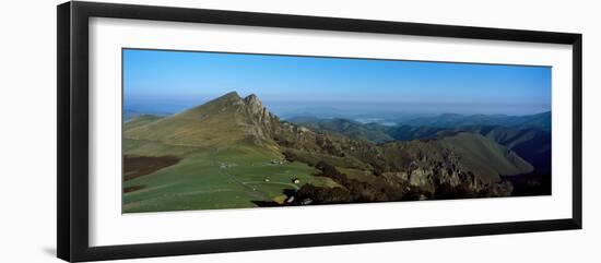 Elevated view of Irau Peaks, Iraty Mountain, Basque Country, Pyrenees-Atlantiques, France-null-Framed Photographic Print