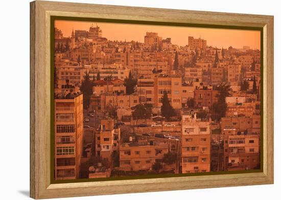 Elevated view of Jebel Amman area at dawn, Amman, Jordan-null-Framed Premier Image Canvas